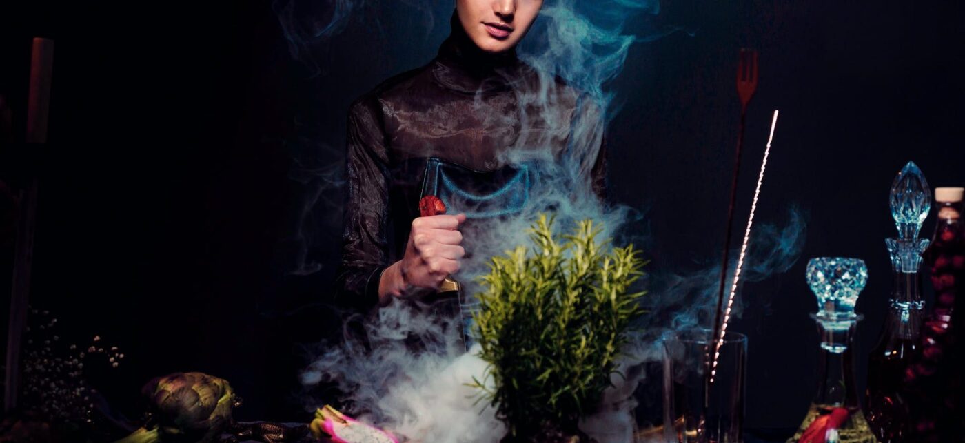 witchcraft ritual with herbs