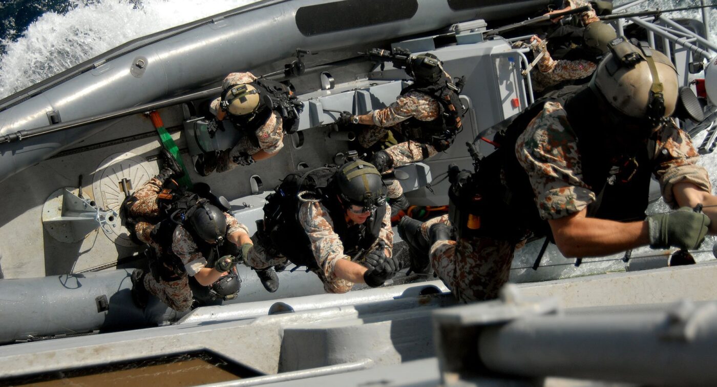 frogman corps training on boat