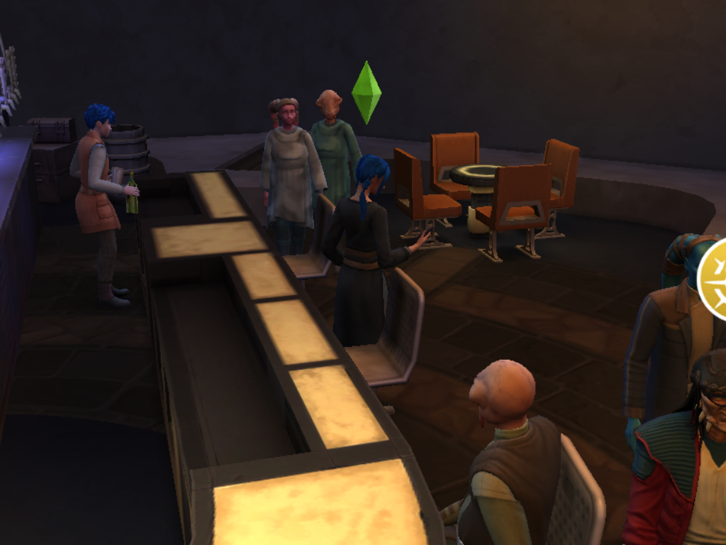 Sims at a bar