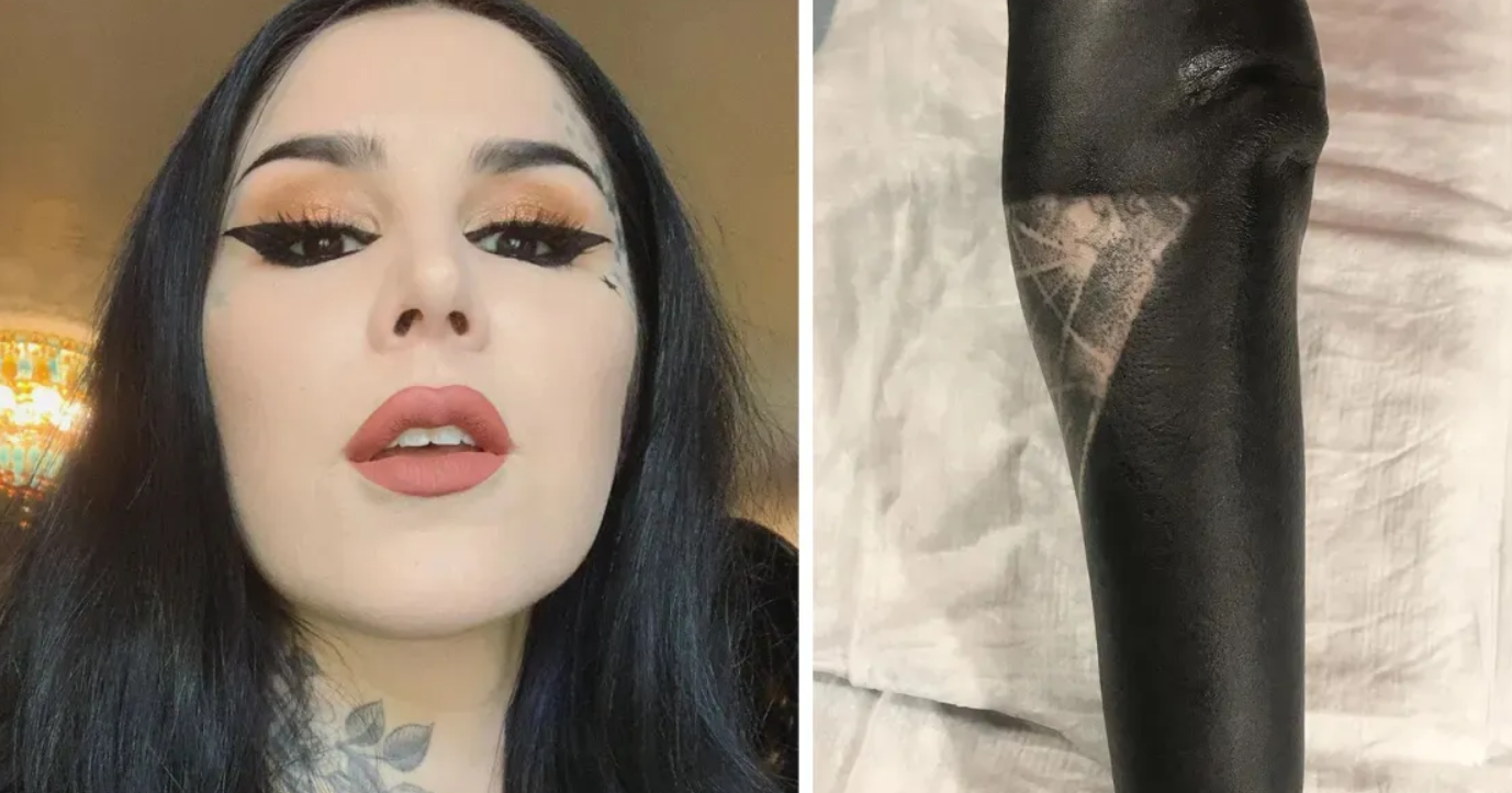 kat von d's arm blackout tattoo