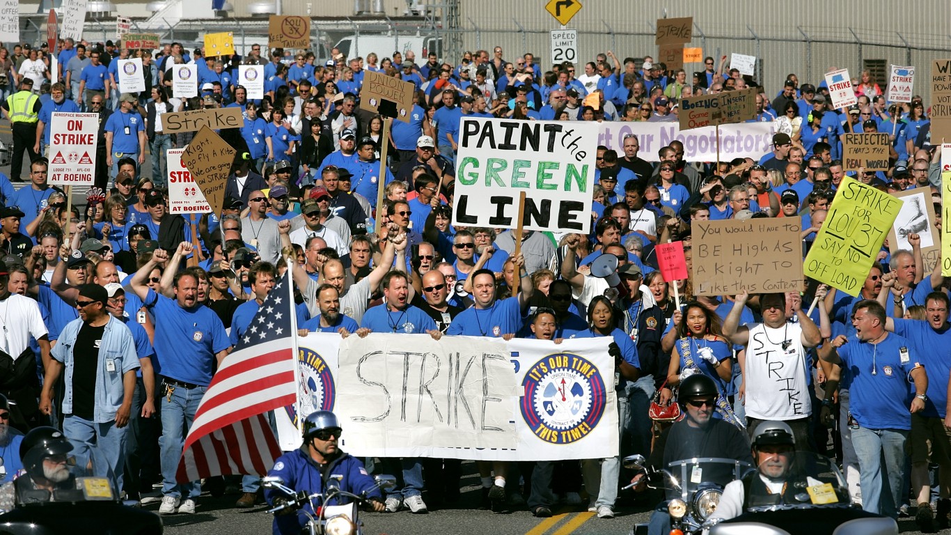 people at a labor strike