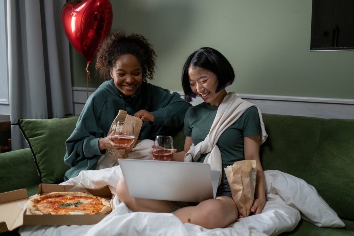 Women watching a movie together