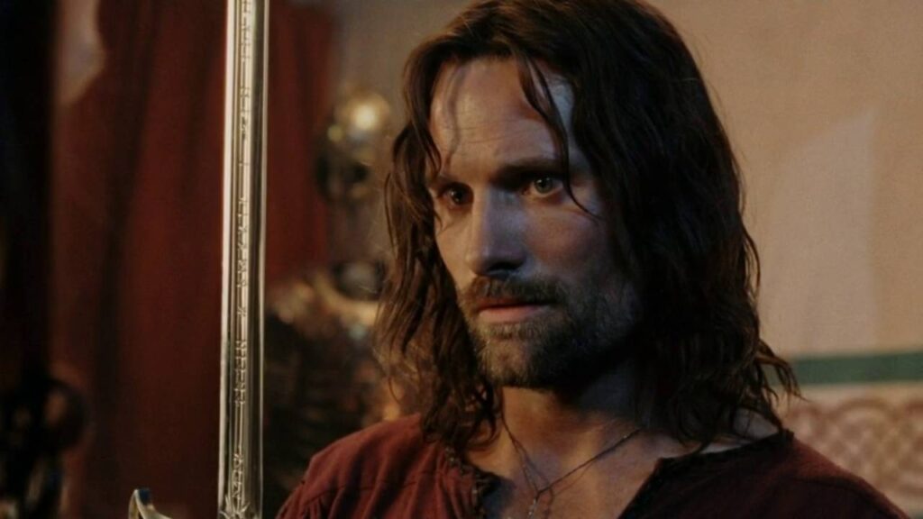 Aragorn holding a sword