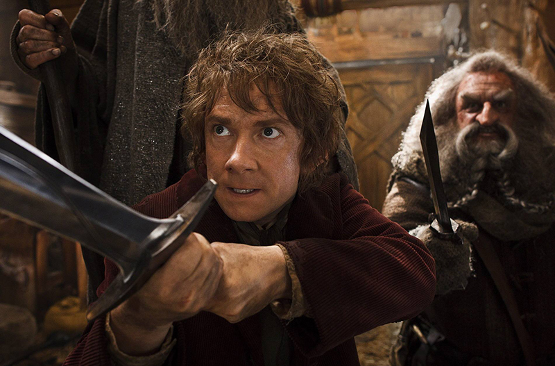 Bilbo Baggins with a sword