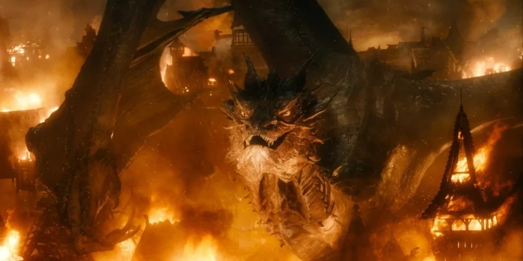 Smaug on fire
