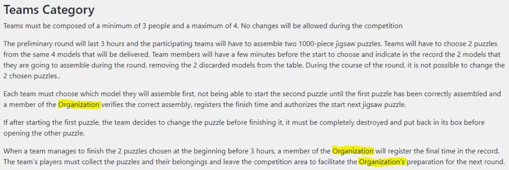 team puzzling competition
