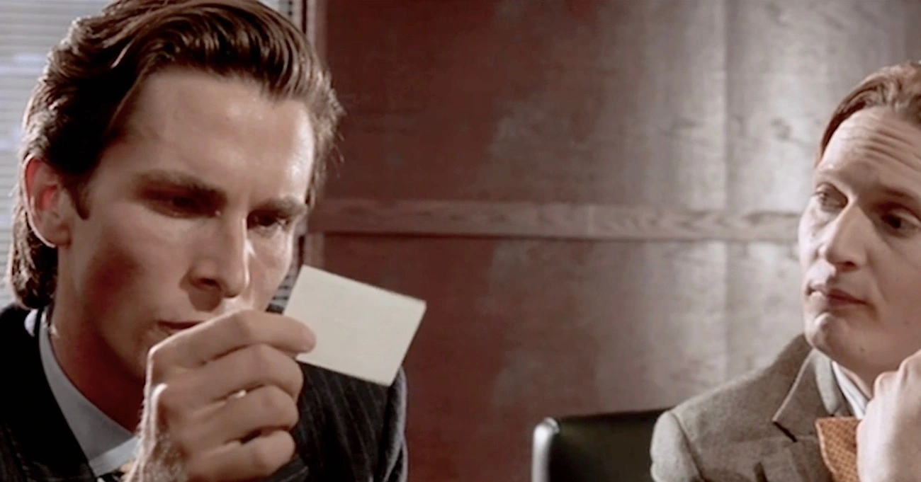 American Psycho business card scene image
