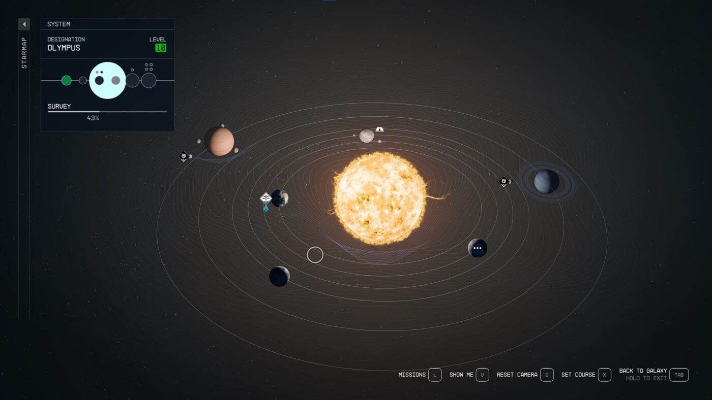 Starfield solar system